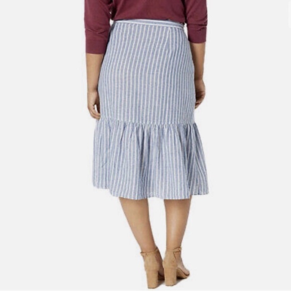 NWT Chaps Linen Blend Ruffled Wrap Midi Skirt Size 2X - Picture 3 of 12